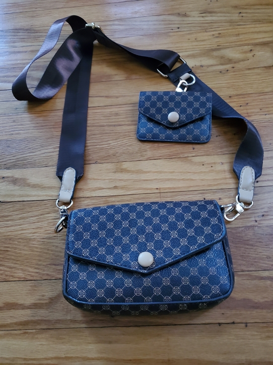 no brand Handbags - Brown Patterned Crossbody Bag with Coin Pouch